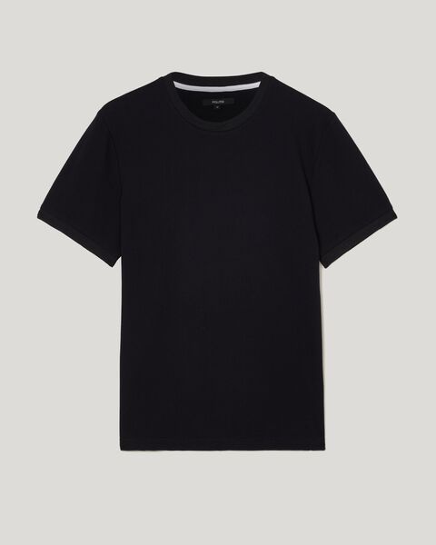 Slim Fit Jacquard Texture Tee, Black, hi-res